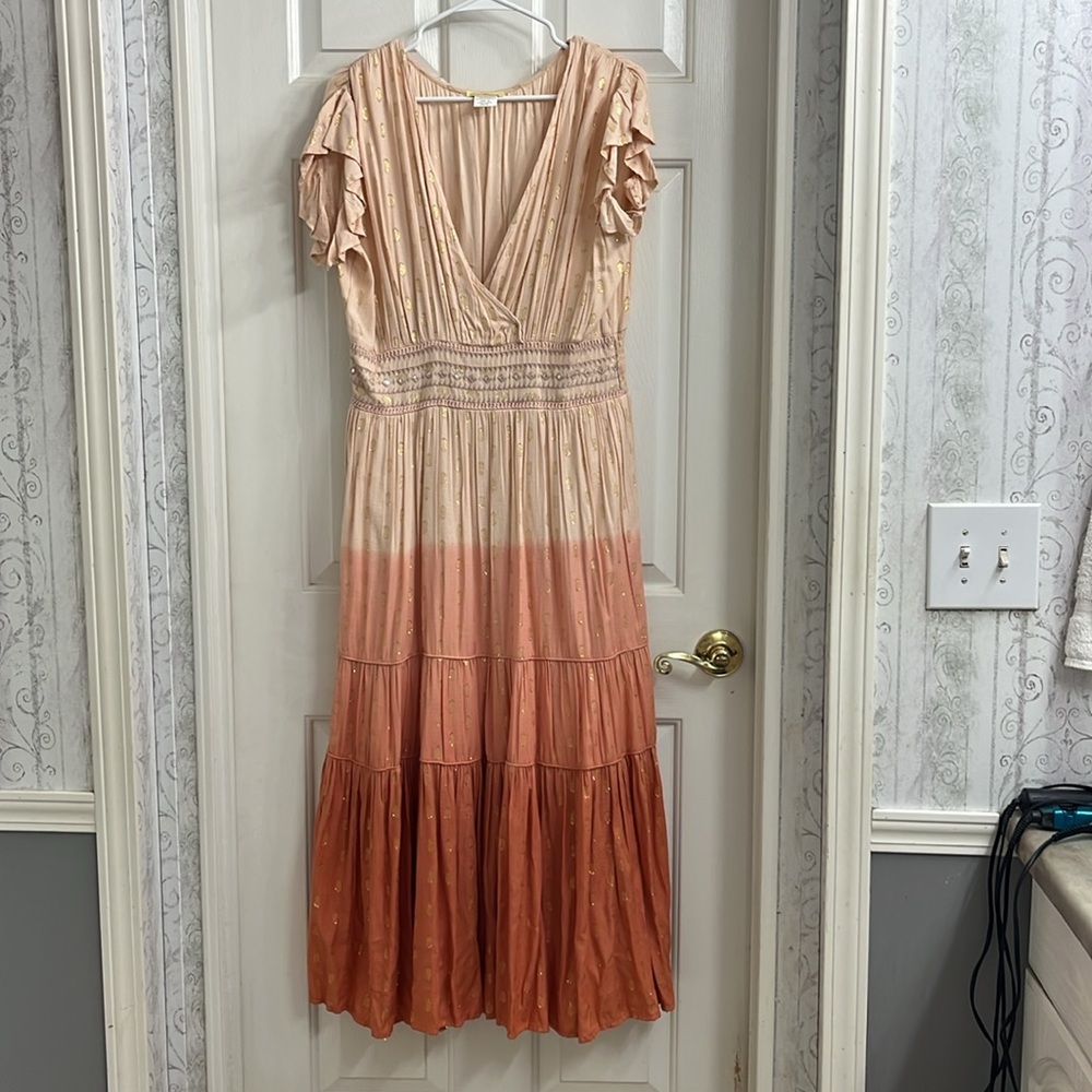 Sweet Magnolia Blush and Gold Maxi Dress